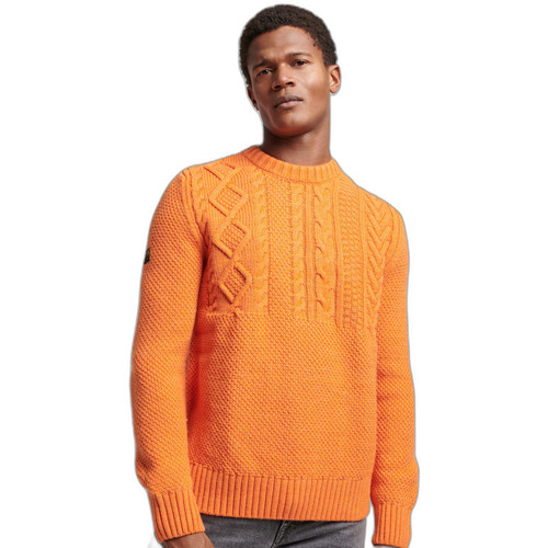 Abbigliamento Uomo Maglioni Superdry Pull en maille torsadée épaules tombantes Arancio