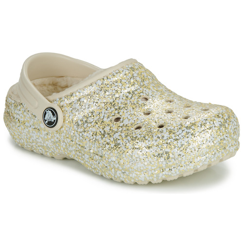 Scarpe Bambina Zoccoli Crocs Classic Lined Glitter Clog K Beige / Oro