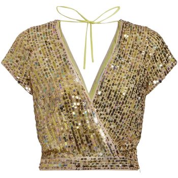 Abbigliamento Donna T-shirt maniche corte Guess SS KIKI SEQUIN TOP Oro