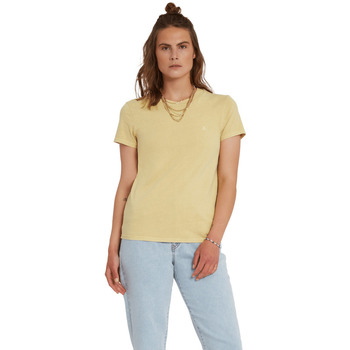 Abbigliamento Donna T-shirt maniche corte Volcom Solid Stone Emb Tee Wheat Giallo