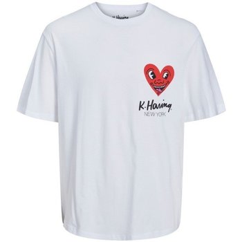 Abbigliamento Uomo T-shirt maniche corte Jack & Jones T-Shirt Uomo Haring Bianco