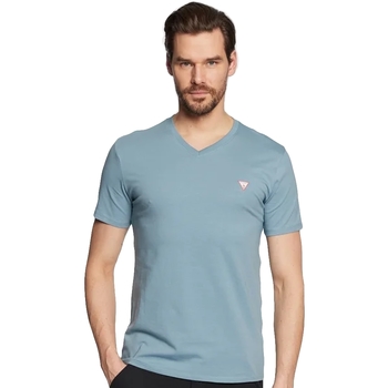 Abbigliamento Uomo T-shirt maniche corte Guess Col V classic logo triangle Blu