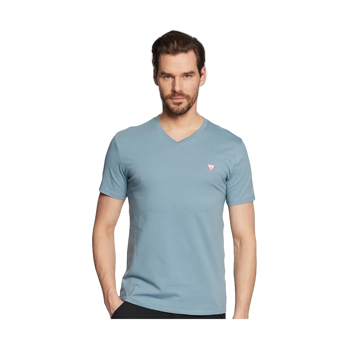 Abbigliamento Uomo T-shirt maniche corte Guess Col V classic logo triangle Blu