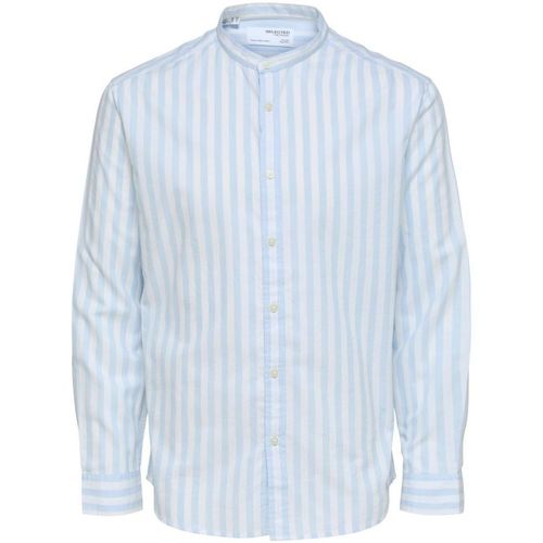 Abbigliamento Uomo Camicie maniche lunghe Selected 16088354 REGKAM-CASHMERE BLUE Bianco