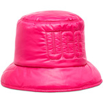 W AW Quilted Logo Bucket Hat Neon Pink