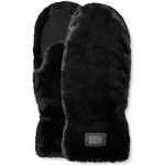 W Quilted Faux Fur Mitten Black