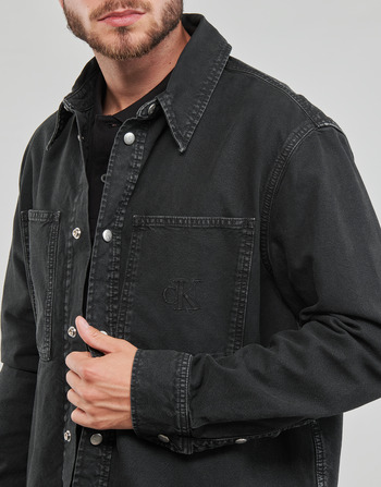 Calvin Klein Jeans CANVAS RELAXED LINEAR SHIRT Nero