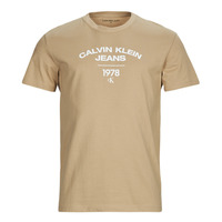Abbigliamento Uomo T-shirt maniche corte Calvin Klein Jeans VARSITY CURVE LOGO T-SHIRT Beige