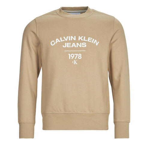 Abbigliamento Uomo Felpe Calvin Klein Jeans VARSITY CURVE CREW NECK Beige