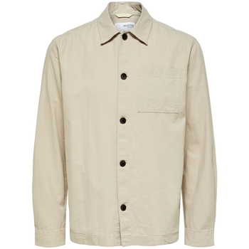 Abbigliamento Uomo Camicie maniche lunghe Selected Noos Linen Overshirt - Angora Beige