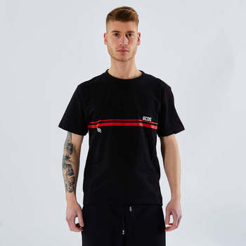 Abbigliamento Uomo T-shirt maniche corte Gcds t-shirt logo nera riga rossa NERO