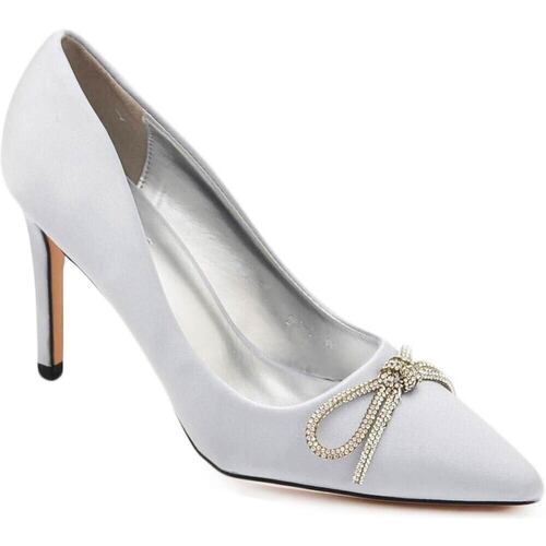 Scarpe Donna Décolleté Malu Shoes Decolette' donna in tessuto raso grigio con punta tacco sottile Grigio