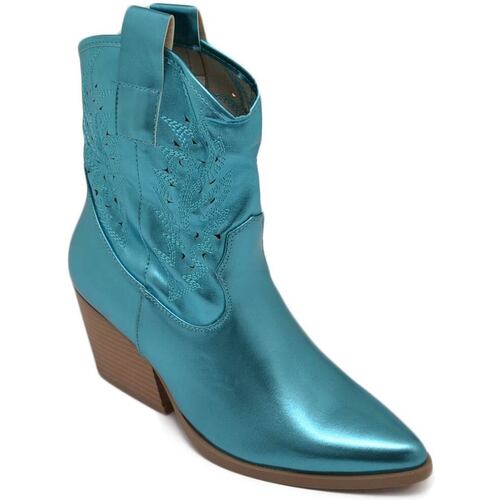 Scarpe Donna Stivaletti Malu Shoes Texano tronchetti donna camperos in vinile celeste stivaletti c Multicolore