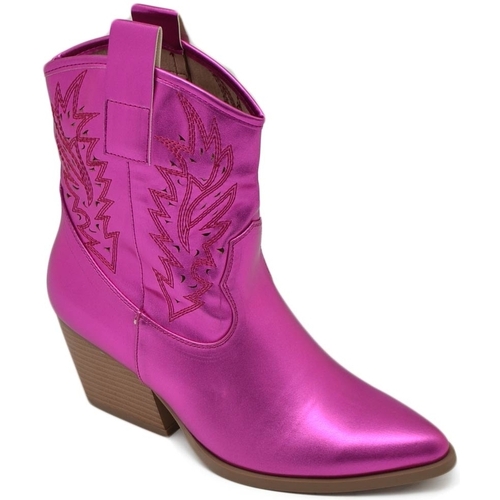 Scarpe Donna Stivaletti Malu Shoes Texano tronchetti donna camperos in vinile fucsia stivaletti co Multicolore