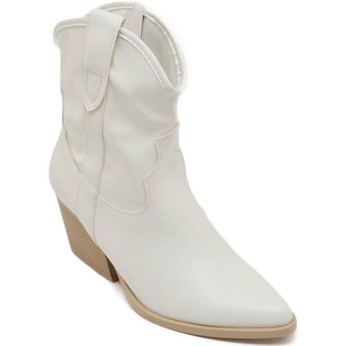 Scarpe Donna Stivaletti Malu Shoes Texano tronchetti donna camperos in ecopelle bianco stivaletti Bianco