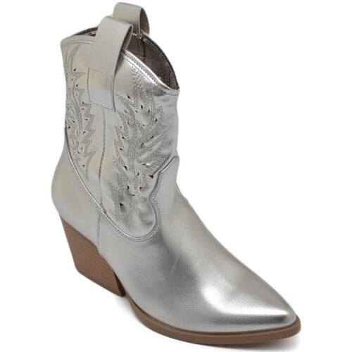 Scarpe Donna Stivaletti Malu Shoes Texano tronchetti donna camperos in vinile argento stivaletti c Multicolore