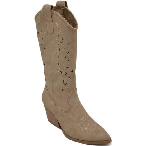 Scarpe Donna Stivali Malu Shoes Stivali donna camperos texani stile western forati estivi beige Beige
