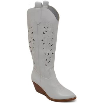 Scarpe Donna Stivali Malu Shoes Stivali donna camperos texani bianco ecopelle forato tacco west Bianco