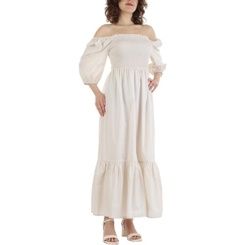 Abbigliamento Donna Abiti lunghi Yes Zee A442-HP00 Bianco
