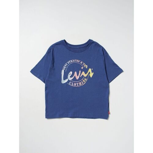 Abbigliamento Bambina T-shirt & Polo Levi's 4EH190 MEET ANG GREET SCRIPT-U69 TRUE NAVY Blu