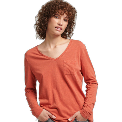 Abbigliamento Donna T-shirt maniche corte Superdry T-shirt col V et manches longues femme Arancio