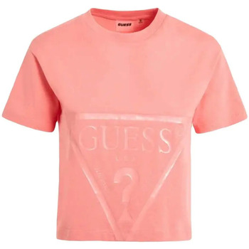 Abbigliamento Donna T-shirt maniche corte Guess Classic logo triangle Rosa