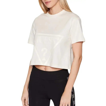Abbigliamento Donna T-shirt maniche corte Guess Classic logo triangle Bianco