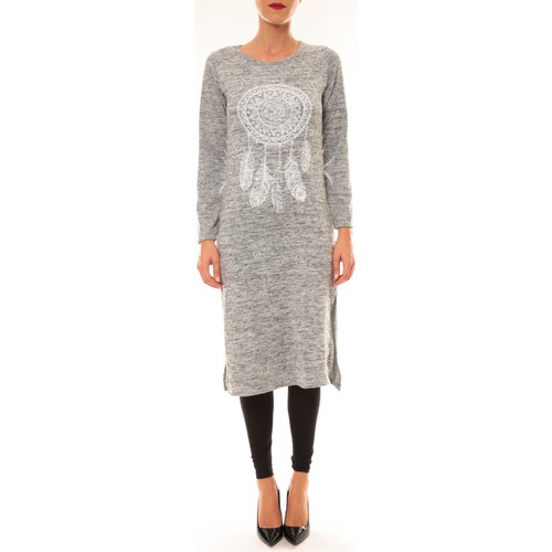 Abbigliamento Donna Vestiti By La Vitrine Robe Plume gris clair Grigio