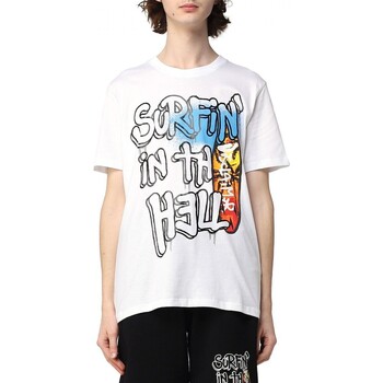 Abbigliamento Uomo T-shirt & Polo Disclaimer T-Shirt In Jersey Grafica Surf Bianco