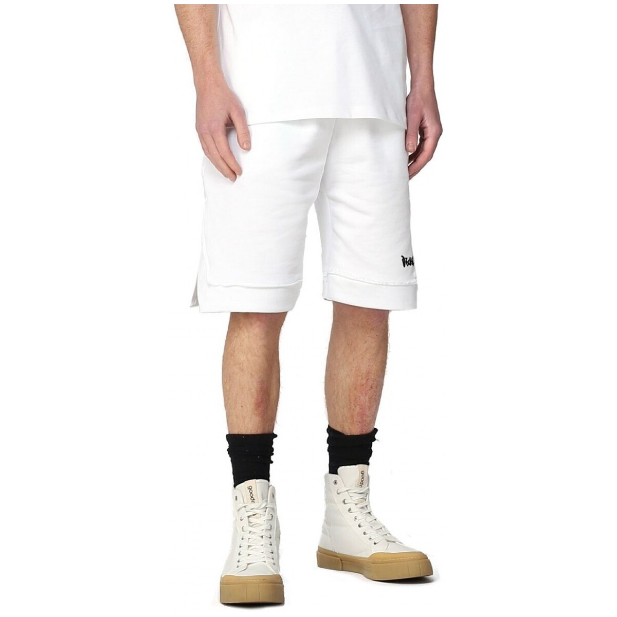 Abbigliamento Uomo Jeans Disclaimer Bermuda Uomo In Felpa Bianco