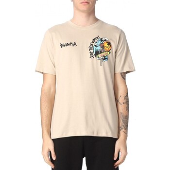 Abbigliamento Uomo T-shirt & Polo Disclaimer T-Shirt In Jersey Con Grafica Surf Beige