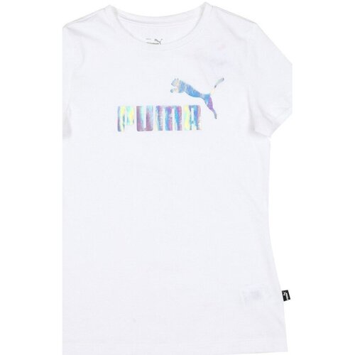 Abbigliamento Unisex bambino T-shirt maniche corte Puma T-shirt Junior Ess+ Novashine Logo Tee G Bianco