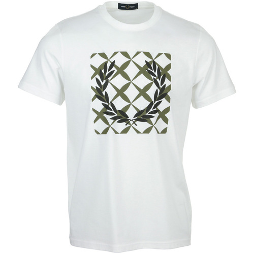Abbigliamento Uomo T-shirt maniche corte Fred Perry Cross Stitch Printed T-Shirt Bianco