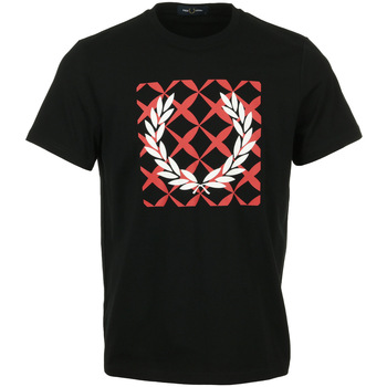 Abbigliamento Uomo T-shirt maniche corte Fred Perry Cross Stitch Printed T-Shirt Nero