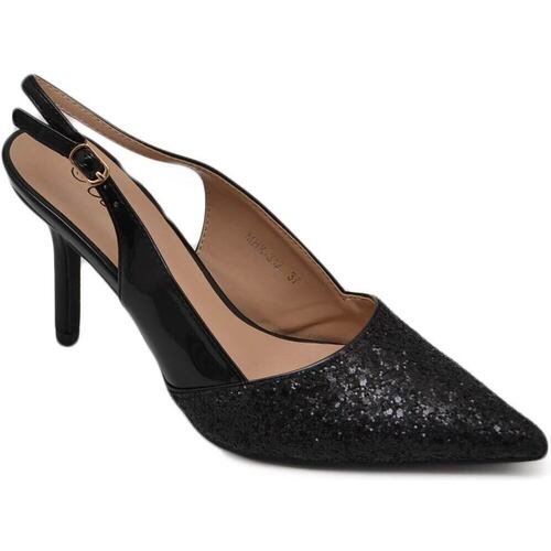 Scarpe Donna Décolleté Malu Shoes Scarpe decollete slingback donna elegante punta glitter vernice Nero