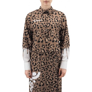 Abbigliamento Donna T-shirt & Polo Disclaimer Camicia Crop Top Leopardata Beige