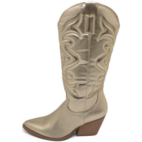 Scarpe Donna Stivali Malu Shoes Stivali donna camperos texani stile western dettagli laser oro Oro