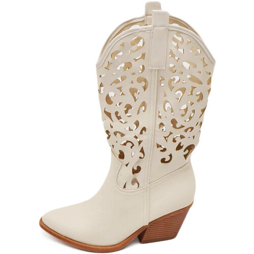 Scarpe Donna Stivali Malu Shoes Stivali donna camperos texani stile western beige con gambale t Beige