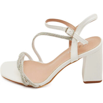 Scarpe Donna Sandali Malu Shoes Sandalo donna ecopelle bianco gioiello argento sabot aperto die Bianco