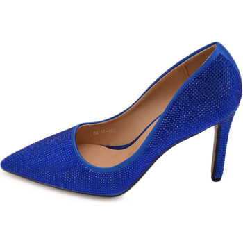 Scarpe Donna Décolleté Malu Shoes Scarpe decollete donna in raso blu royal a punta completamente Blu