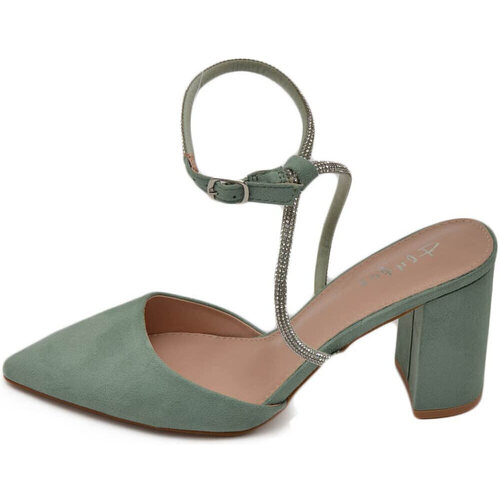 Scarpe Donna Décolleté Malu Shoes Scarpe decollete donna slingback in camoscio verde salvia apert Verde