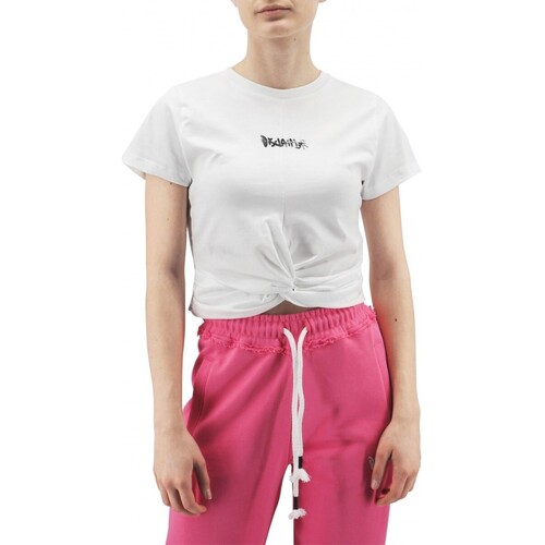 Abbigliamento Donna T-shirt & Polo Disclaimer T-Shirt Crop Con Nodo Bianco