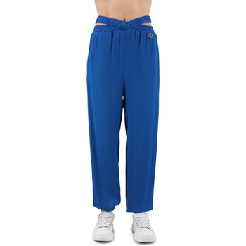 Abbigliamento Donna Jeans GaËlle Paris Pantalone Raso Elastico In Vita Intrecciato Blu
