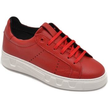 Malu Shoes Scarpa sneakers bassa uomo basic vera pelle bottolata rossa lin Rosso