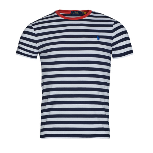 Abbigliamento Uomo T-shirt maniche corte Polo Ralph Lauren T-SHIRT AJUSTE EN COTON MARINIERE Marine / Bianco / Rosso