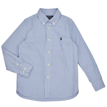 Abbigliamento Bambino Camicie maniche lunghe Polo Ralph Lauren SLIM FIT-TOPS-SHIRT Blu / Bianco