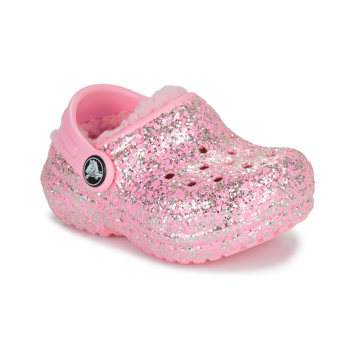 Scarpe Bambina Zoccoli Crocs Classic Lined Glitter Clog T Rosa