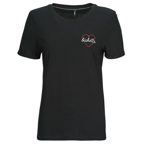Abbigliamento Donna T-shirt maniche corte Only ONLBEATE S/S HEART TOP CS JRS Nero