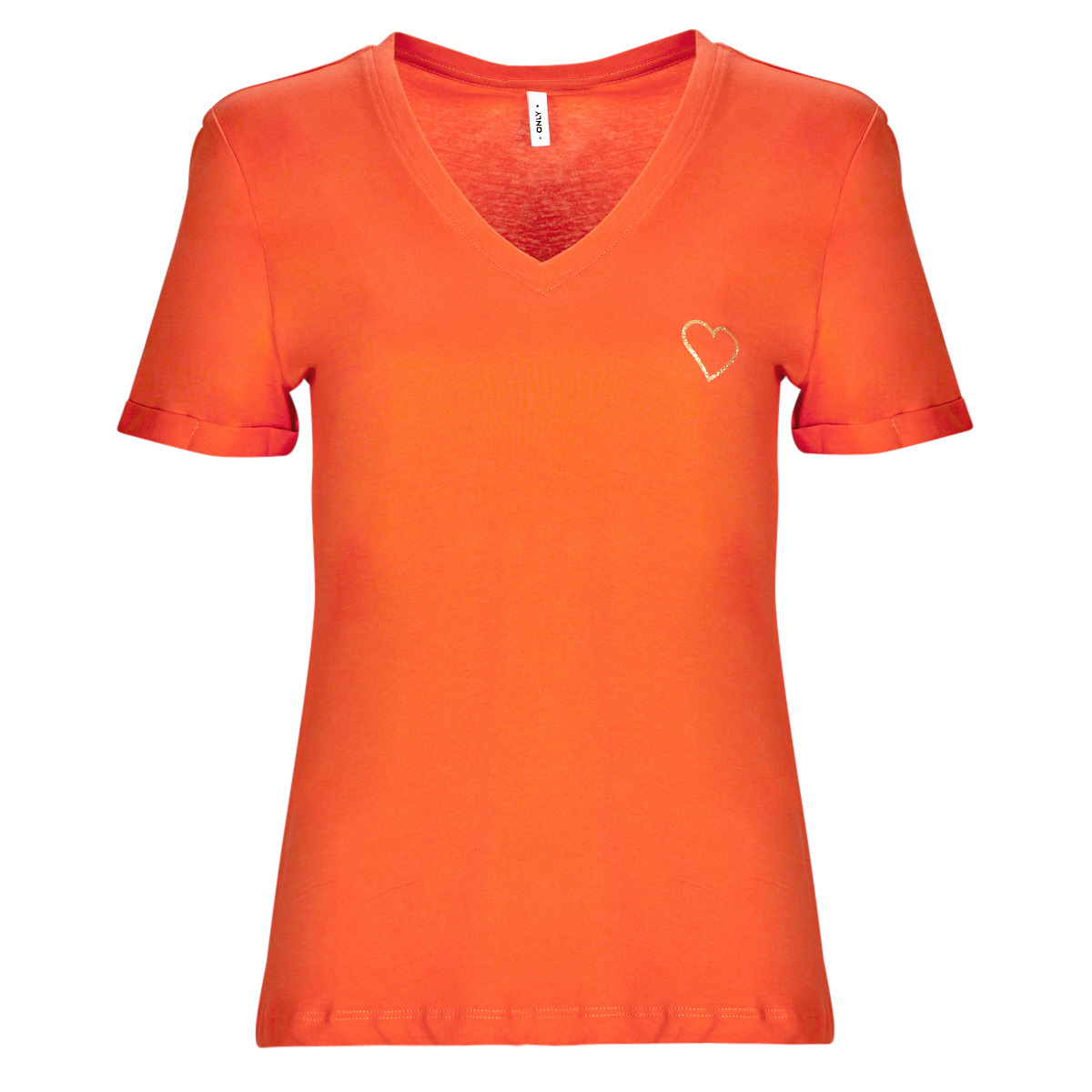 Abbigliamento Donna T-shirt maniche corte Only ONLKITA S/S V-NECK HEART TOP BOX CS JRS Arancio