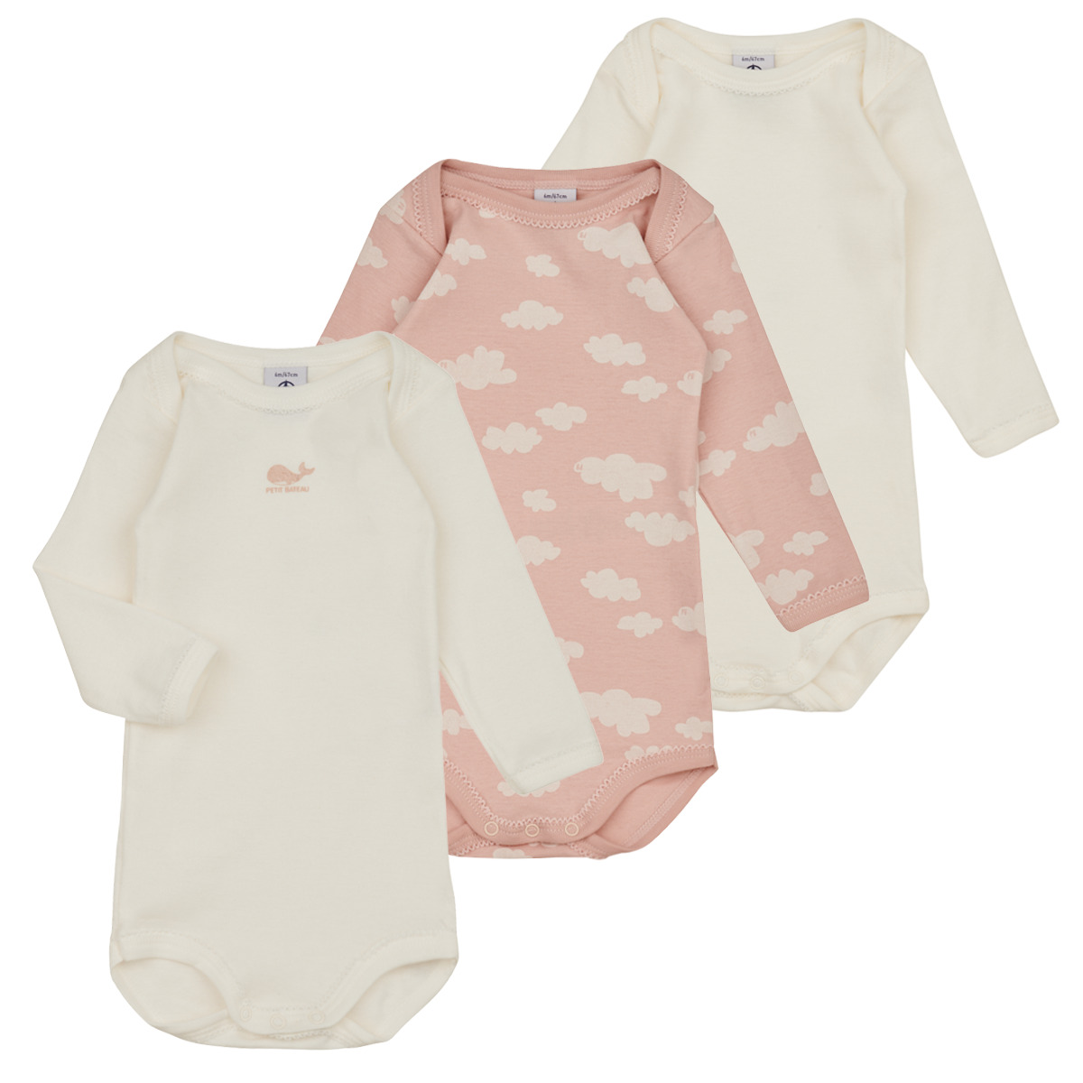 Abbigliamento Bambina Pigiami / camicie da notte Petit Bateau BODY US ML CLOUDY PACK X3 Rosa / Bianco
